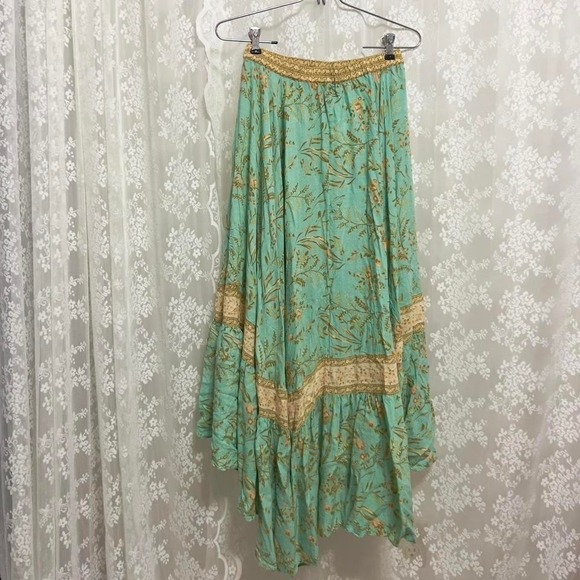 Spell And The Gypsy RARE Maisie High Low Maxi Skirt Size Medium Boho Turquoise - Picture 7 of 7